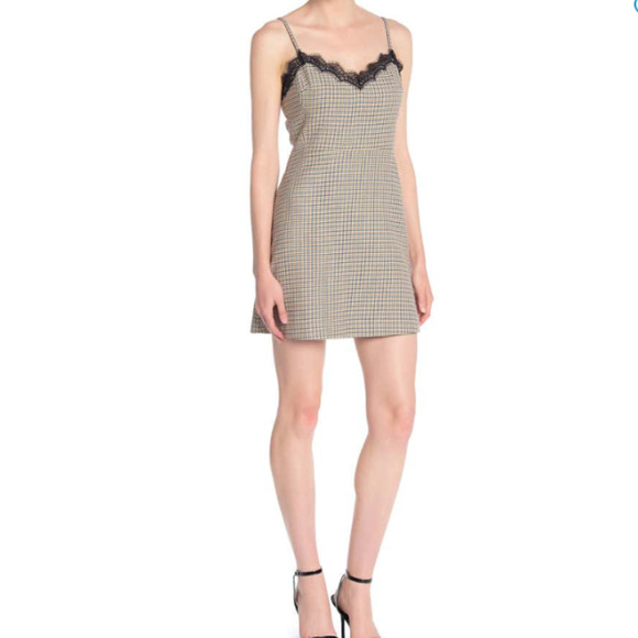 Veronica Beard Dresses & Skirts - VERONICA BEARD 10 Sonny Plaid Lace Trim Slip Dress Mini Short Spaghetti Strap